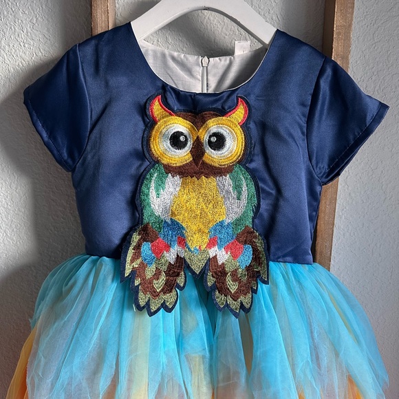Mini Berni Rainbow Multi Color Owl Dress for girls sz: 16 - Picture 3 of 9